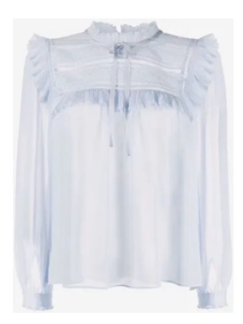 Self-Portrait Ruffled Sheer Light Blue Ruffled Blouse